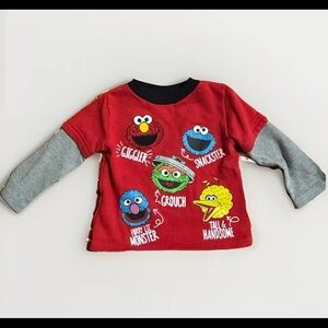Sesame Street Cookie Monster Elmo Red Sweatshirt Hoodie Size 18 months Vintage